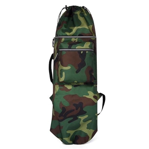 Image of Segrehy Skateboard Bag Backpack Water Resistant Night Reflective Adjustable Straps Multi Pocket for Outdoor Sports Skateboard Gear Accessories Thickened Oxford Cloth Khaki Black Green (Camouflage)