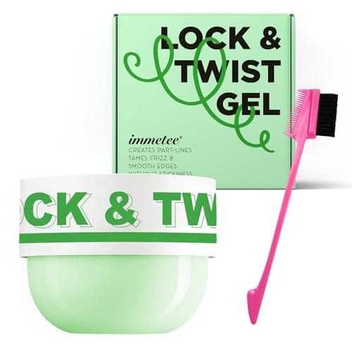 Image of immetee Braiding Gel, Twist and Lock All Day Hold, Edge Control Gel for Afro Hair, Frizz Control Hair Gel with Brush. 200g (Green)