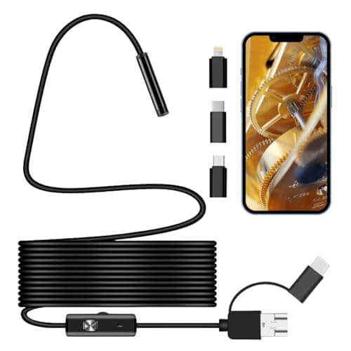 Image of Snake Inspection Borescope,Inspection Camera With Light,Type C Endoscope Ins/pection Camera,Drain Ca/mera with Light, 6 Led Lights,Telescopic Ca/mera,IP67 Waterproof Endoscope（1.5m Flexible Wire）