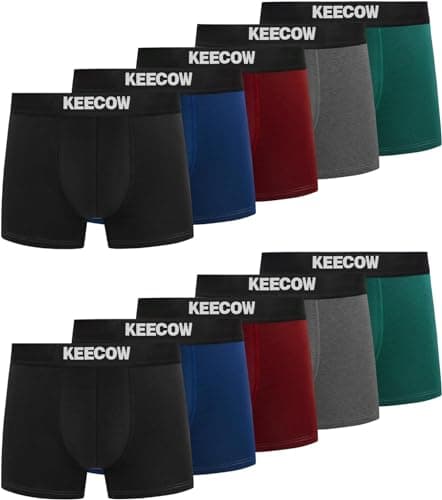 Image of Bobelle Boxers for Men Underwear 10 Pack Comfortable No Itchy Labels, Soft Cotton Underpants with Elastic Waistband (Black, Blue, Red, Grey, Green, XL)