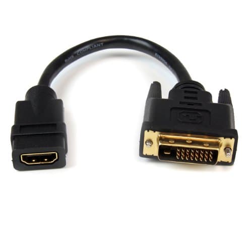 Image of StarTech.com 8in HDMI to DVI-D Video Cable Adapter - HDMI Female to DVI Male - HDMI to DVI Dongle Adapter Cable (HDDVIFM8IN),Black