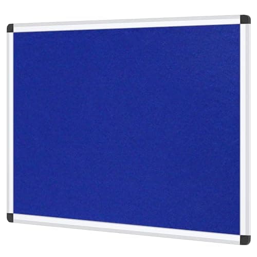 Image of VIZ-PRO Notice Board Felt Blue, Silver Aluminium Frame, 120 X 90 cm