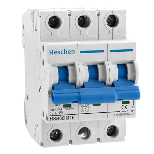 Image of Heschen Miniature Circuit Breaker HSB6C, 16Amp Current, 3 Pole, Type B, 6kA Breaking Capacity, DIN Rail Mounting
