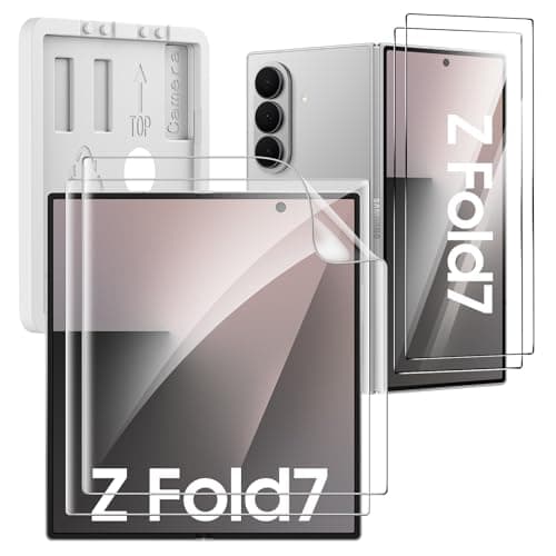 Image of Vizvera for Samsung Galaxy Z Fold 7 Screen Protector, 2 Pcs Inner Soft EPU Film, 2 Pcs Front Display Tempered Glass with Easy Installation Tool, HD Anti Scratch Phone Case Friendly for Z Fold 7,Clear