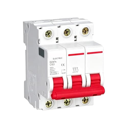 Image of MOUMOUTEN Miniature Circuit Breaker, DZ47-63 3 Pole AC400v 63A Circuit Breaker Overload Protection Switch for Protection of Circuit Equipment