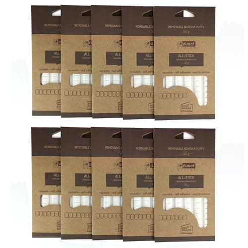 Image of D.RECT - Adhesive Pads White | Removable Putty | Adhesive Putty, Malleable | Blister Pack of 80 Pads | Pack of 10