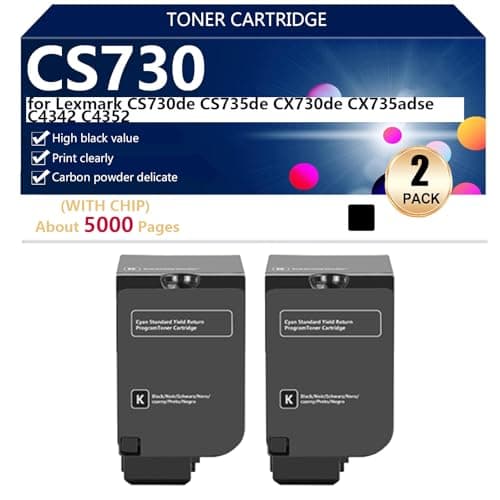 Image of CS730 Toner Cartridge Replacement for Lexmark CS730de CS735de CX730de CX735adse C4342 C4352 Printers, 5000 Pages,Black -2 pack