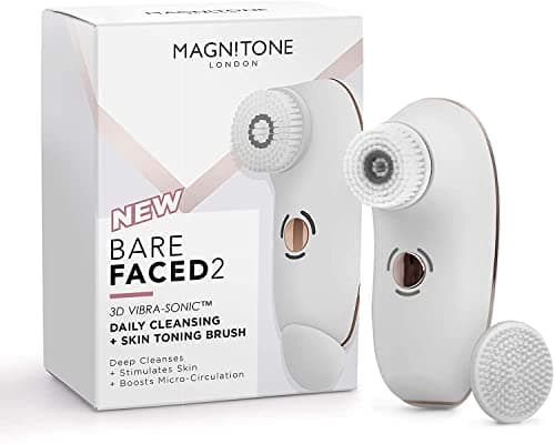 Image of Magnitone London BareFaced 2 Vibra Sonic Face Cleansing and Massaging Brush - Rechargeable Electric Facial Brush, White