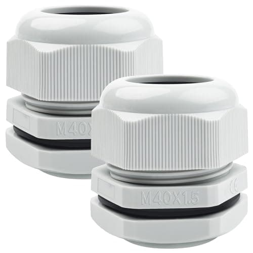 Image of 2 Pack M40 Cable Glands - Caianwin 40mm Stuffing Glands IP68 Waterproof Plastic Nylon Compression Glands Connectors for Electrical Boxes Junction Boxes Wall-Mounted Distribution Boxes