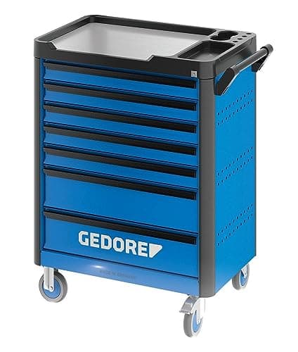 Image of GEDORE WHL-L7 Workster Highline Tool Trolley Unassembled, Blue - Rollable Workshop Trolley with 7 Drawers & Work Platform - 500 kg Load Capacity