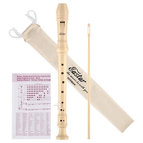 Image of Eastar Soprano Recorder Instrument for Kids Beginners, German Fingering C Key with Cleaning Kit, Thumb Rest, Cotton Bag, Fingering Chart, ERS-21GN, Natural, School-Approved