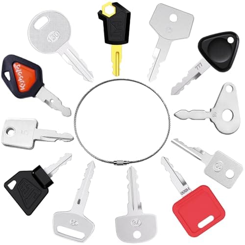 Image of 12Pcs Construction Ignition Key Set, Universal Ignition Starter Switch Spare Keys for Agricultural and Excavator Truck Dumper Tractor Dozer Roller Bulldozer and more