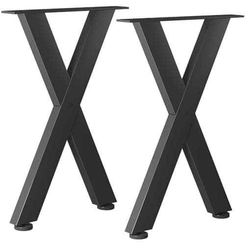 Image of HoomTop Table Leg Set 2-Pack (60x72.5cm) - Heavy Duty X - Shaped Black Industrial Metal DIY Furniture Legs for Standing Bench Desk Dining Table Workbench, and Coffee Table