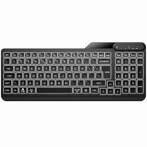 Image of HP 400 Backlit Wired Keyboard | Warm White LED Illuminated Keys w/ 3 Brightness Levels | Slim & Portable Design | 12 Programmable Keys | USB-C cord and USB-A adapter | Spill-Resistant | Black