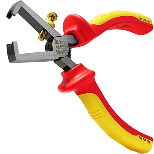 Image of S&R VDE Stripping Pliers 160mm – 1000V Insulated Wire Stripper | Chrome Vanadium Steel | Precision Electrical Tool for Safe Cable Stripping