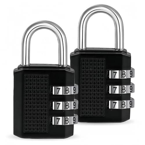 Image of Combination Padlock with 3 Digit Code, 2 Pcs Small Locker Padlocks for Gym, Outdoor/Indoor Padlock Weatherproof for Garage, Backyard Fence Gate, Sheds