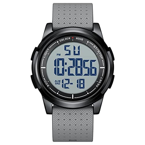 Image of GOLDEN HOUR Ultra-Thin Minimalist Sports Waterproof Digital Watches Men with Wide-Angle Display Rubber Strap Wrist Watch for Men Women