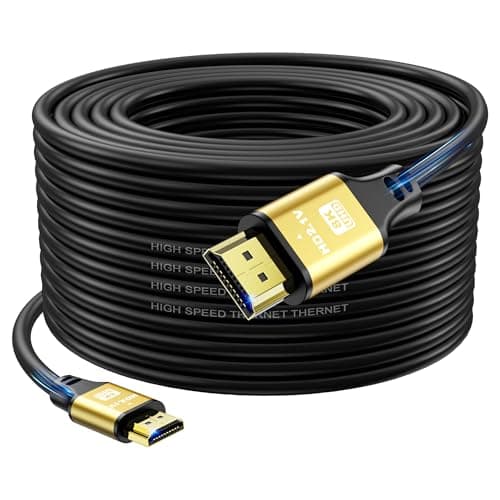 Image of jojobnj Extra Long Hdmi Cable 20M, 4K@120Hz, 48 Gbps, Built-in Signal Booster, Hdmi 2.1 cord with Gold-plated Connectors, Aluminum Shell, for Office Installations, Events, Exhibitions, Stage Displays