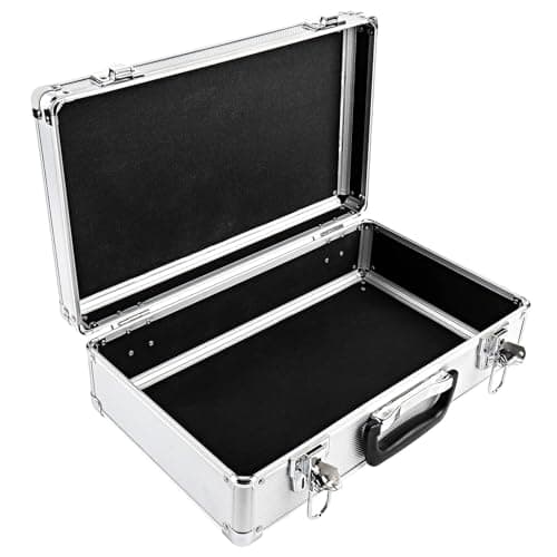 Image of SUNNYNEST 40x24x12.5cm Lockable Aluminum Tool Case – Hard Silver Toolbox with Key Security, Ideal for Tool & Camera Storage and Transport