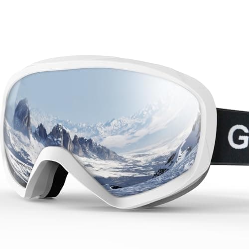 Image of GlaRid OTG Ski Goggles, 100% UV Protection Anti Fog Ski/Snowboard Goggles for Men, Women & Youth, with Ski Goggles Case, White