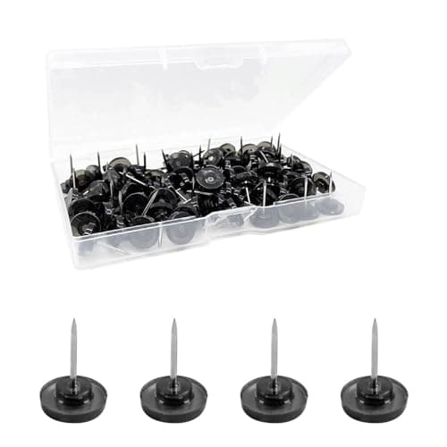 Image of 50 Pcs Thumb Tacks,Durable Black Drawing Pins,Metal Push Pin,Flat Round Drawing Pins for Walls,for Walls Multipurpose Drawings Pin Cork Board Bulletin Board Maps Office Home Decor (Black)
