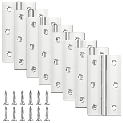 Image of Yeepeo 8 Pcs Door Hinges 68mm × 38mm, Stainless Steel Hinges for Wood, Butt Hinges for Internal External Doors with 48 Pcs Screws for Gate, Windows, Closet, Drawer, Boxes