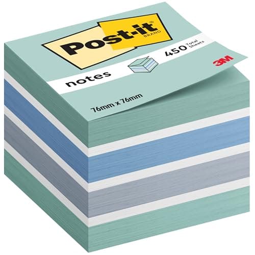 Image of Post-it Notes Cube, Pastel Blue, 1 Pad, 76 mm x 76 mm, 450 Sheets - Extra Sticky Notes for Walls, Monitors and Fridge