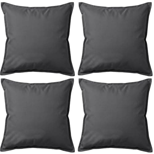 Image of 4 Pack Waterproof Outdoor Garden Furniture Seat Cushion 45x45cm Decorative Throw Pillow, Filled Cushion Cushion Covers 18"x18" for Garden Sofa Chair Livingroom Bedroom Patio (Dark Grey)
