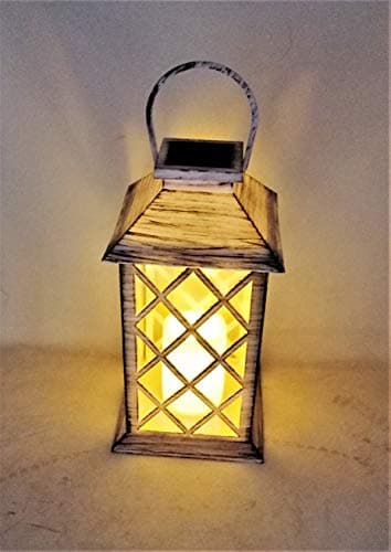 Image of Solarize ® Large Table Hanging Garden Solar LED Flickering Candle Lantern Light Patio Landscape, Waterproof IP44 Black, Antique Bronze, Rustic White