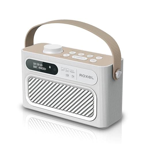 Image of Roxel RDR-40 Stereo DAB/DAB+ Digital and FM Radio Portable Wireless Speaker with Dual Alarm Clock Function, USB & Micro SD MP3 Playback Function, 3.5mm Headphone Output(White)