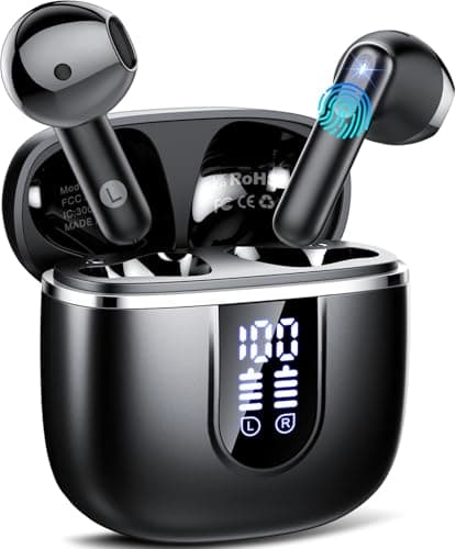 Image of Wireless Earbuds, 2026 Bluetooth 5.4 Earphones In Ear 3D Stereo, Bluetooth Headphones with 4 ENC Noise Cancelling Mic, 40H Deep Bass IP7 Waterproof Headset Comfortable Earbuds for Work, Sport USB-C