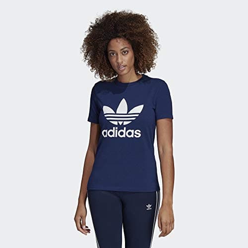 Image of Adidas Women's Trefoil Tee TREFOIL TEE T-shirt, Blue (Dark Blue), 6 (Manufacturer Size: 32)