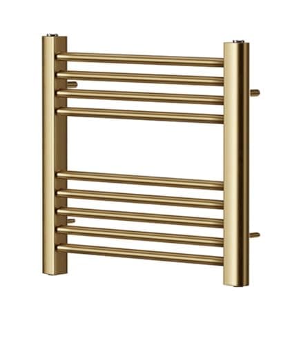 Image of Greened House Brushed Brass Straight Heated Towel Rail 500mm W x 600mm H High Flat Central Heating Towel Radiator