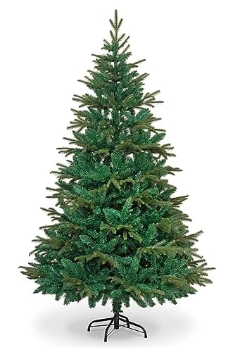 Image of Garden Store Direct Lapland Fir Covered Artificial Christmas Tree Snow Flocked PE PVC Mixed Tips Hinged Branches Bushy Luxury Xmas Home Snowy Decorations 4ft to 10ft (6ft (180cm), Plain Green)