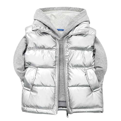 Image of TYUSGH Kids Padded Gilets Boys Girls Fall Winter Vest Jacket Zipper Hooded Quilted Waistcoat Warm Coat Sleeveless Puffer Outwear Clothes Age 2-16 Years