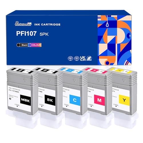 Image of Perfetonair PFI-107 Ink Cartridge Replacement for Canon pfi107 Ink Cartridges Compatible with Canon ImagePROGRAF iPF670 iPF680 iPF680 iPF770 iPF780 iPF785 Printers(5-Pack)