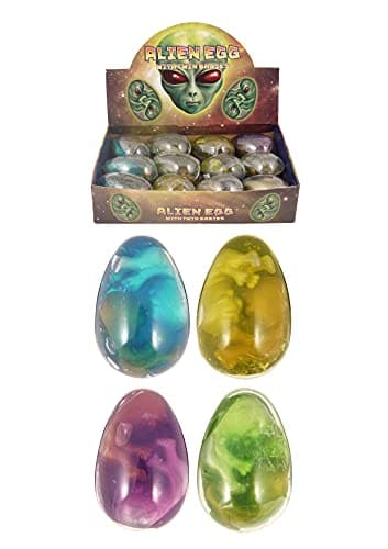 Image of Henbrandt Single Alien Egg with Twin Babies Gooey Aliens Stretchy Space Alien Embryo Kids Toys Party Bag Favours Loot Bag Fillers Lucky Dip Favours Stocking Fillers for Boys and Girls