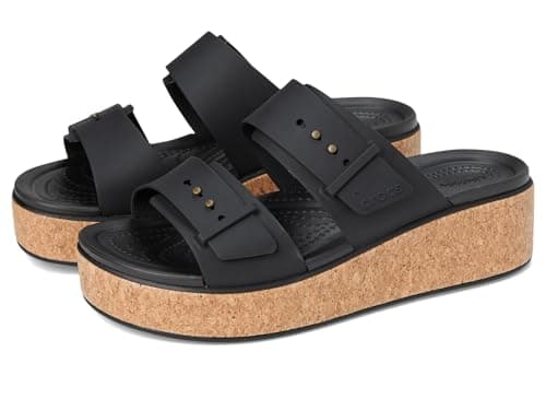 Image of Crocs Women Sandal, Brooklyn Cork Buckle, Black, 6 UK Women