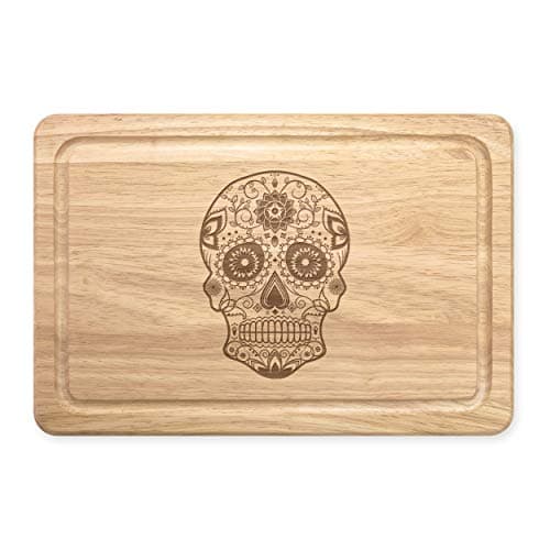 Image of Black Sugar Candy Skull Rectangular Wooden Chopping Board