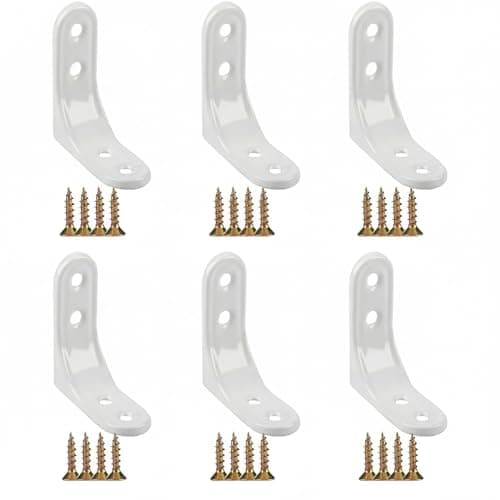 Image of Cuixia 6 Pcs Shelving Brackets, White Floating Shelf Brackets & Supports, Wall L Brackets for Shelves, Angle Heavy Duty Shelf Bracket for Living Room Kitchen Office (2 x 2 Inch)