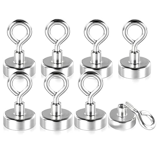 Image of Wukong 10KG(22LB) Magnetic Hooks, 8 Pack Neodymium Magnets Strong Hooks, 20mm Super Strong Magnet Hook, Magnetic Hook Heavy Duty for Hanging, Kitchen, Garage, Bathroom and Office etc