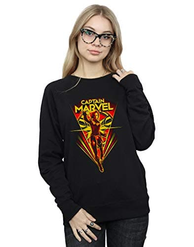 Image of Marvel Women's Captain Marvel Flying V Sweatshirt Black Small