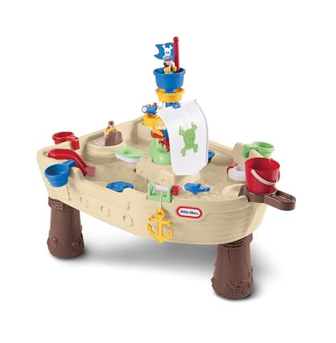 Image of little tikes Anchors Away Pirate Ship - Water Play Table with Cannon, Spinner & Splashing Fun, Encourages Creative Play, Suitable for Ages 3 to 10 Years