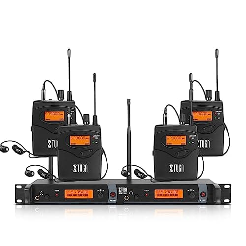 Image of XTUGA IEM1200 Wireless in Ear Monitor System, Dual Channel In Ear Monitor with 4 Bodypacks, UHF Wireless IEM System for Musicians, Stage, Band and Studio