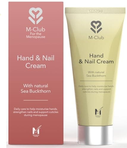 Image of M-Club Hand and Nail Cream with Sea Buckthorn - Moisturising Nail Repair for Damaged Nails, Anti-Age Formula for Dry Hands, Brittle Nails & Cuticles - Menopause Friendly, Vegan, Fast Absorbing - 75ml