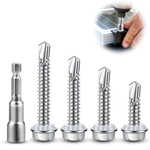 Image of sturiz 90pcs 410 Stainless Steel Self Tapping Screws Metal Bolts M4.8 Self Drilling Screws for Metal Hex Head Screws with Gasket with Socket for Metal Wood Pvc Plasterboard Number(M4.8x16 19 32 50mm）