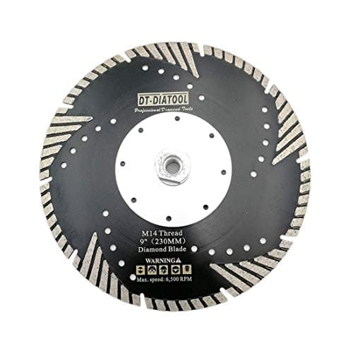 Image of DT-DIATOOL Diamond Turbo Disc with Slant Protection Teeth 9 Inch / 230mm Cutting Disc with M14 Thread for Concrete Tile Granite Marble Masonry