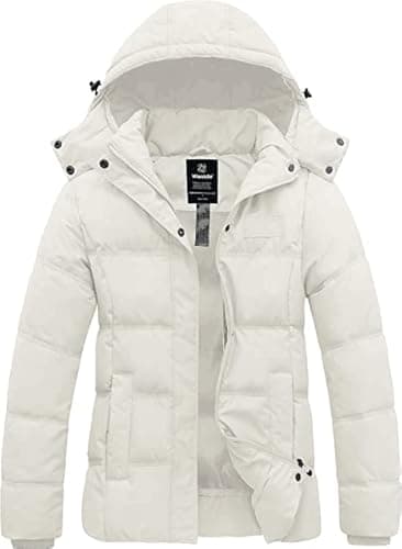 Image of Wantdo Women's Winter Warm Jacket Hooded Winter Coat Quilted Thicken Puffer Jacket with Removable Hood Yellow M
