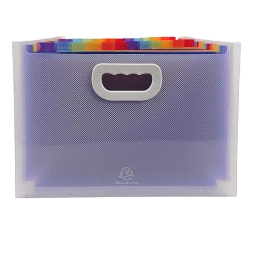Image of Exacompta - Ref 55198E - Crystal Multipart Expanding Case - 330 x 235 x 250mm in Size, Ideal for A4 Size Documents, 24 Tabbed Sections, Holds up to 800 Sheets