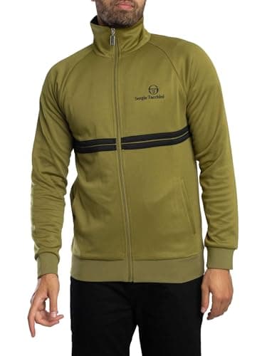 Image of Sergio Tacchini Men's New Dallas Track Jacket, Avocado/Black, M